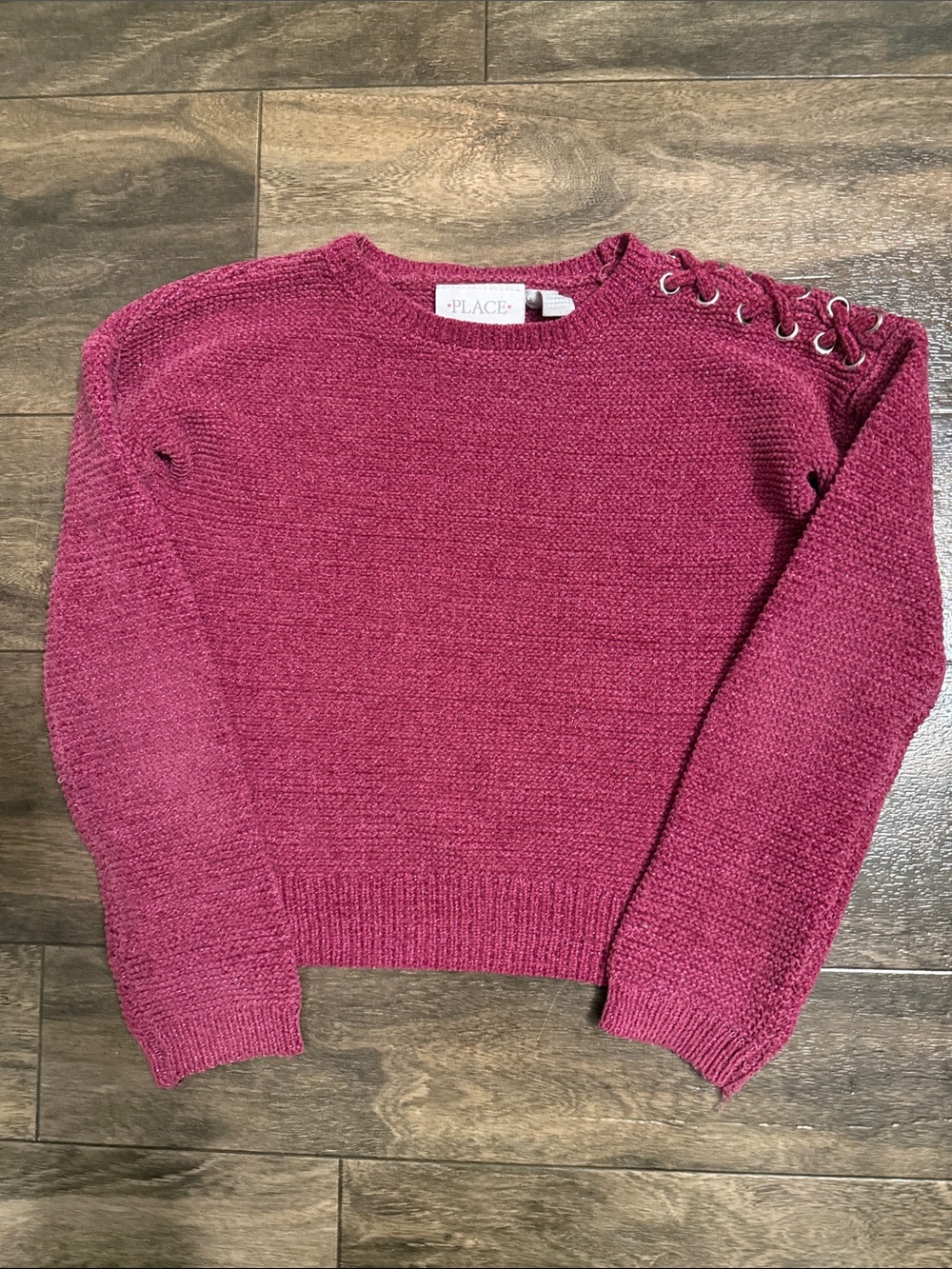 The Children's Place Knit Lace-Up Shoulder Sweater - Raspberry